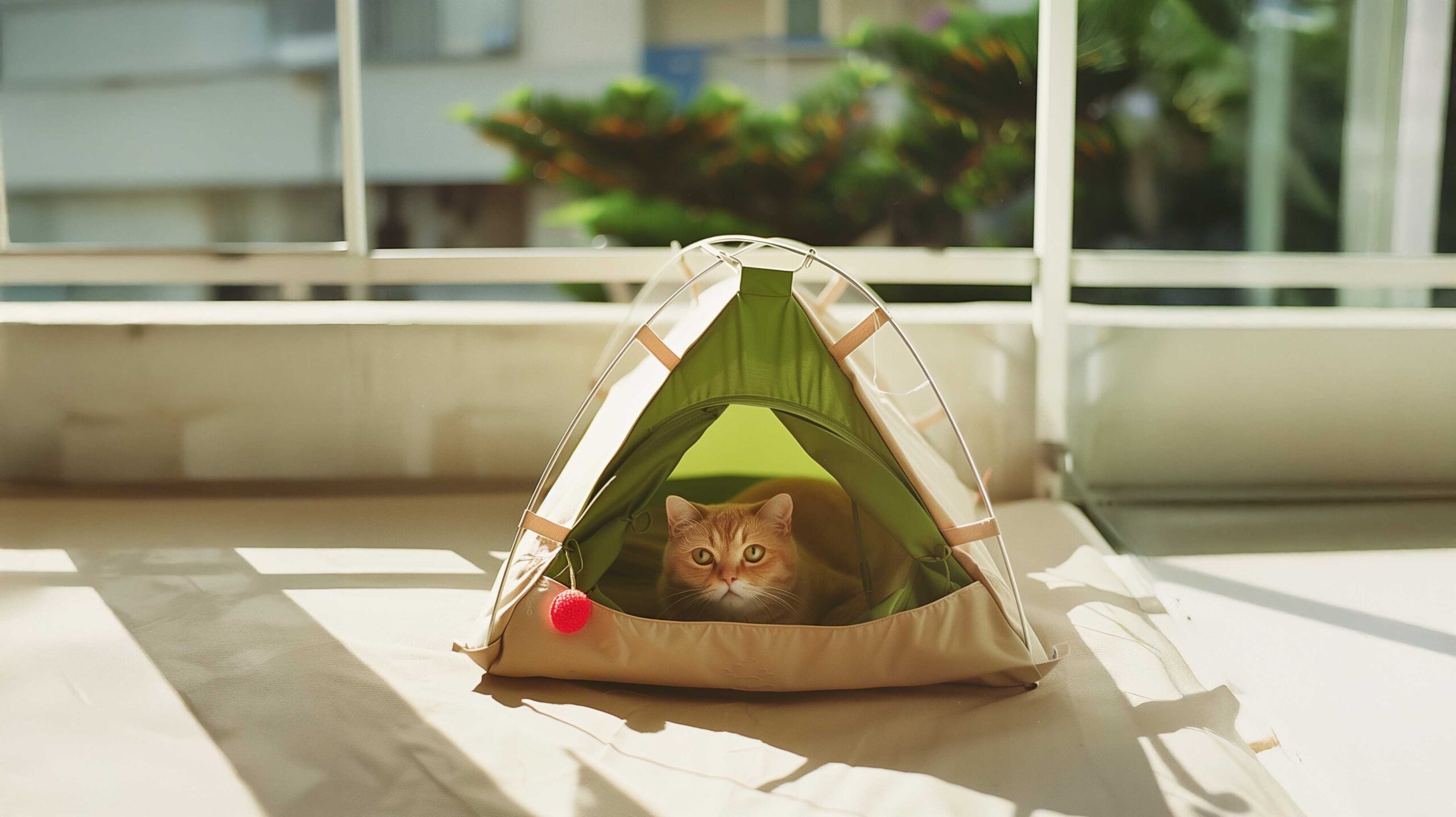 Cat in a small tent